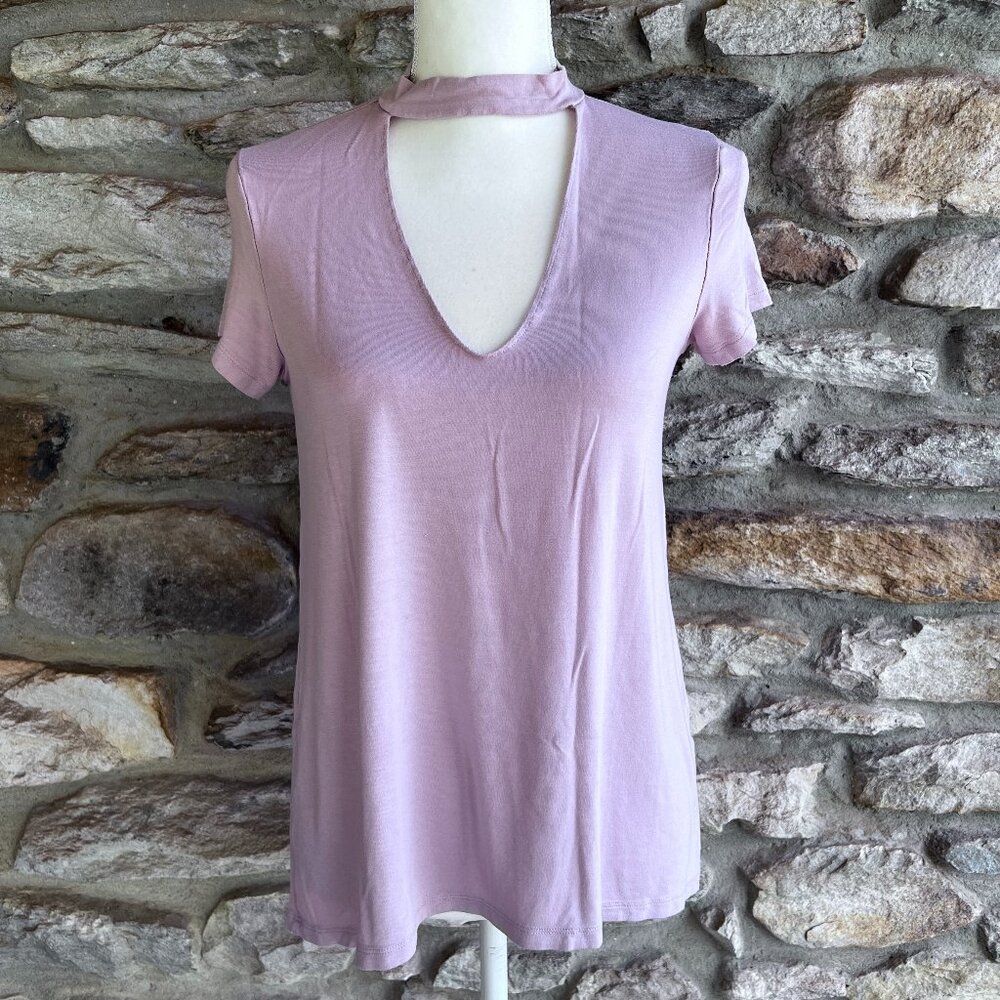 American Eagle Outfitters AEO Soft & Sexy Cap Sleeve Top, V-neck, Pink Small S